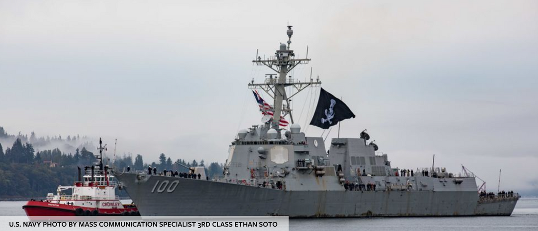 US Navy Ship flies Pirate Flag